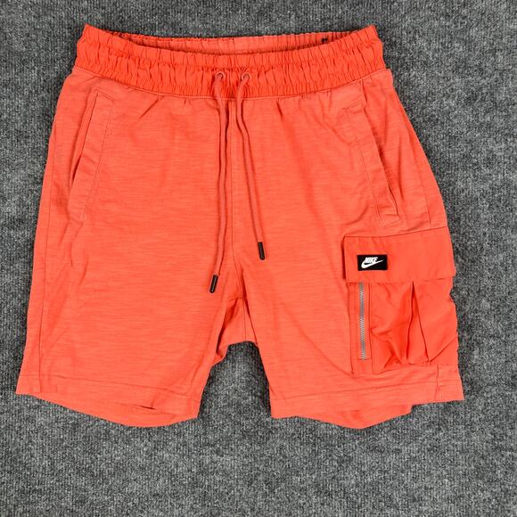 Nike Utility Cargo Shorts Mens Size S Orange Drawstring Pocket Streetwear Gym - Picture 1 of 9